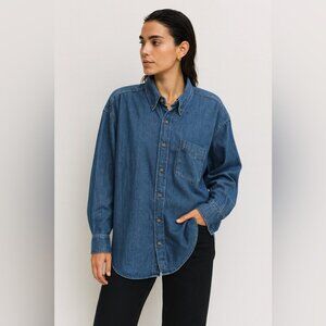 Arket Denim Button Down Shirt Blue Size 40 Oversized Long Sleeve Casual Top